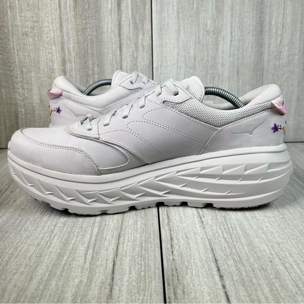NEW Hoka One One Bondi L BP Floral Nubuck Leather Athletic Sneaker Mens Size 13 - Picture 2 of 10